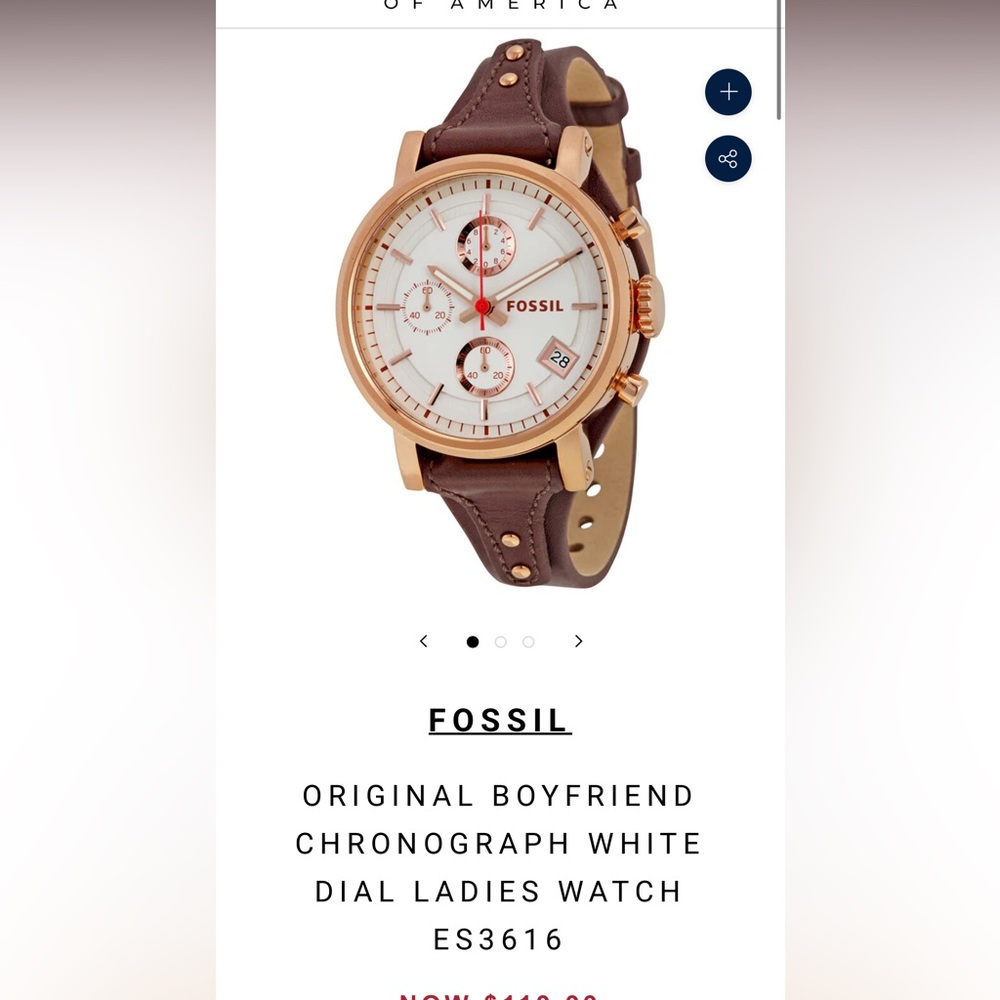 Fossil Original Chronograph White Dial and Leather Band Boyfriend Watch
